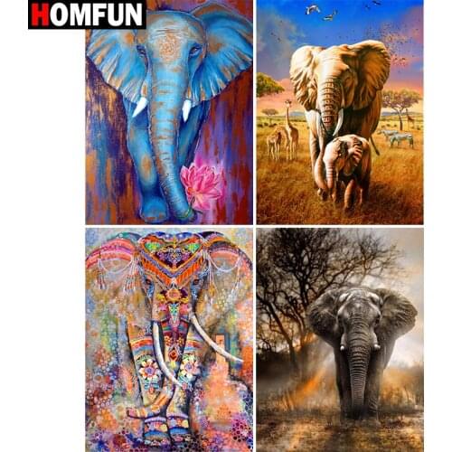HOMFUN Diy 5d Diamond Painting "Elephant landscape" Cross Stitch Square Round Diamond Embroidery Handwork Rhinestone Art