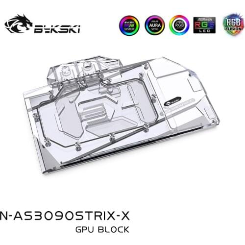 Bykski GPU Water Cooling Block For ASUS RTX3090 3080 STRIX Graphics Card,Full Cover VGA Water cooler RBW Light,N-AS3090STRIX-X