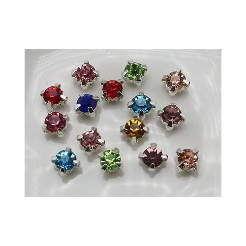 250 Silver Colour Mixed Color Crystal Glass Rose Montees 4mm Sew on Rhinestones Beads