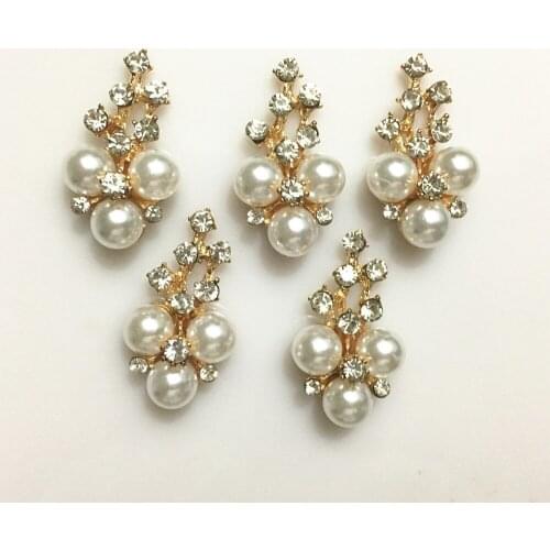 CJSIR 5pcs Flower Buttons Flatback Decorative Accessories DIY Sewing Button Gold For Wedding Bridal Headdress Bow Phone Crafts