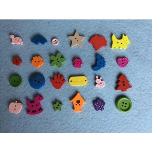 DIY handmade Accessories Mix size and design wooden buttons 300pcs/lot Colourful Multicolor Animal cartoon children button