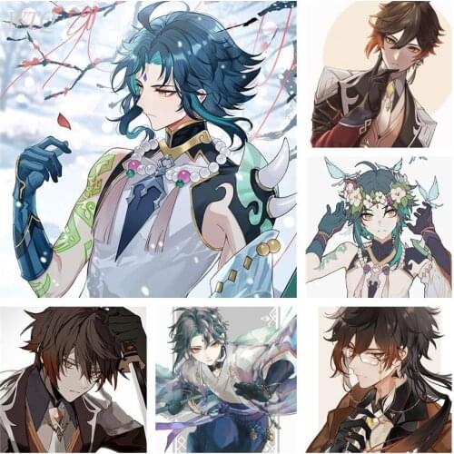 Canvas Painting Genshin Impact Anime Posters Game Poster Daddalia/Zhongli/Mandrill Wall Decor Poster Wall Art Picture Home Decor