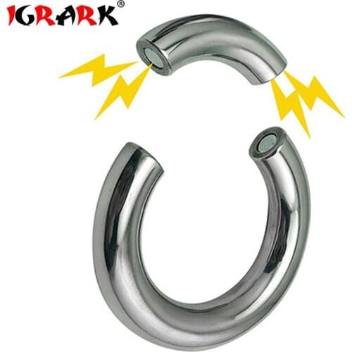 Stainless Steel Penis Ring Ball Stretcher Magnetic Metal Cock Ring Scrotum Restraint Testicular Cock Ring Chastity Device forMen