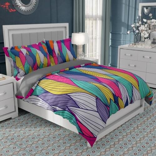 Nordic Wave Bedding Set Colorful Quilt/Comforter Cover Soft Luxury Duvet Cover with 1/2 Pillowcase Single Double Queen King Size