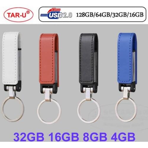 Keychain Leather USB 2.0 Flash Drive 4GB 8GB 16GB 32GB 64GB High Speed Pen Drives Brown Memory Stick Real Capacity U Disk