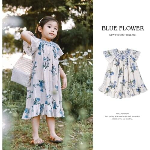 2021 summer childrens flying sleeve dress girls dress