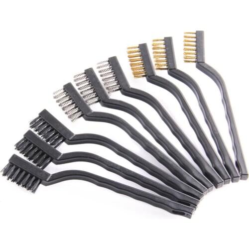 3pcs Mini Wire Brush Steel/Brass/Nylon Cleaning Polishing Brush Metal Rust Grinding Cleaning Tools