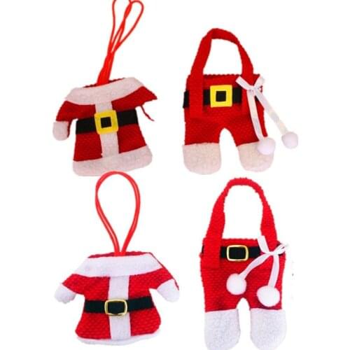 Adornos Navidad 2Pcs/lot Christmas Knife And Fork Set Xmas Tableware Decor Cover Christmas Desktop Decor Cutlery Mini Clothes