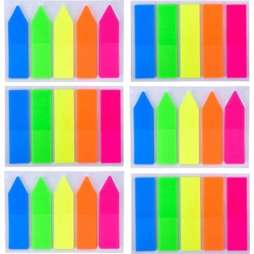 XRHYY 750 Pcs Self-Adhesive Page Marks Neon Colored Index Tabs Self-Stick Note Pads Neon Flag Sticky Note Translucent Adhesive