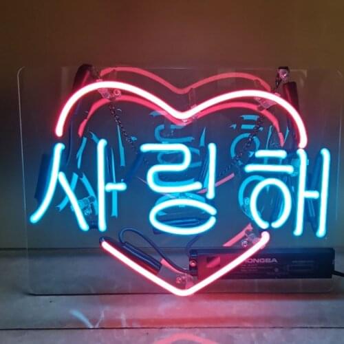 Neon Sign for Animated I Love You in Korean neon Light Sign Decor hotel Store Display Handcrafted Arcade Art Neon Lamps for Room