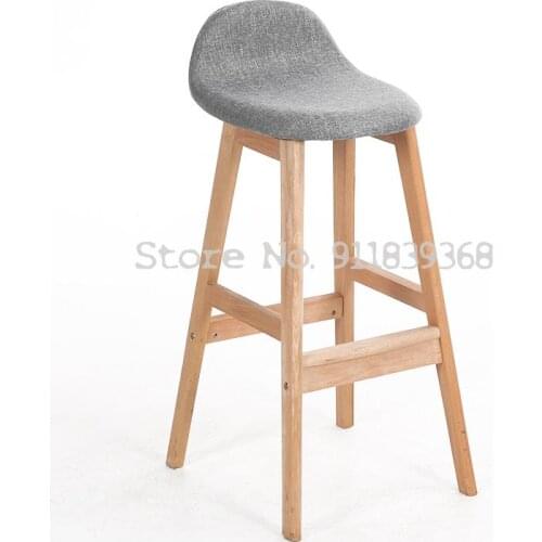 Nordic Solid Wood Bar Chair Household High Stool Modern Simple Front Desk Bar Chair Creative High Stool Milk Tea Shop Chair