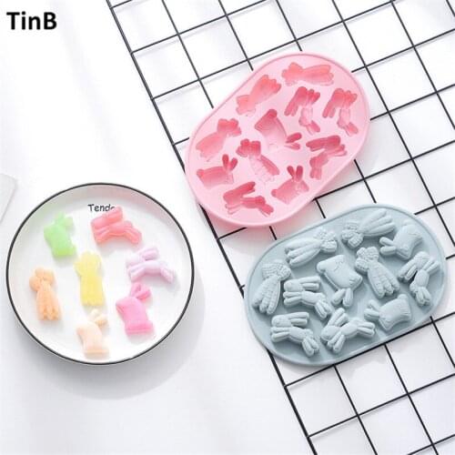 New 3D Rabbit Silicone Mold Cake Decorating Tools Bunny Chocolate Mold Tray Fondant Molds Jelly Cookies Baking Mould Bakeware