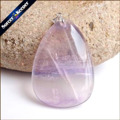 New Arrival Genuine Natural Stone Rainbow Fluorite Polished Pendant Beads Necklace for Womens Crystal Jewelry Gift Chain QS416