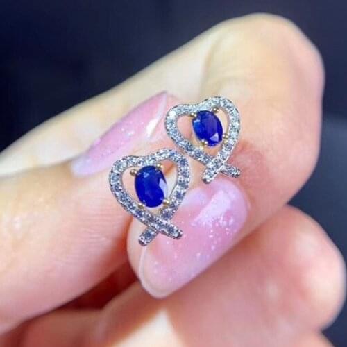 New Style Simple Heart Earring Elegant Lady Inlay with Blue Zircon Silver Color Earring Trend Charm Women Cocktail Party Jewelry