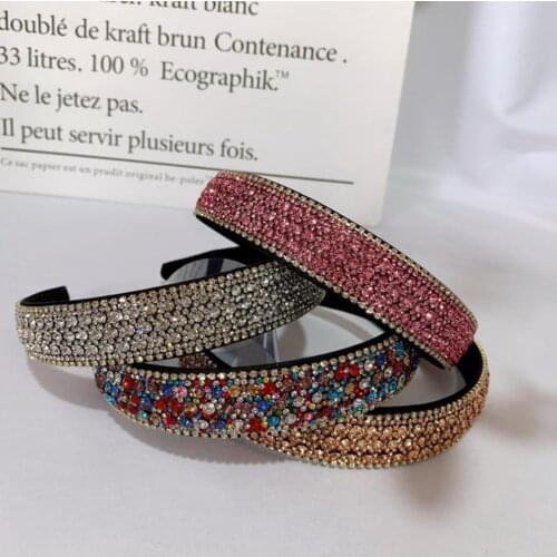 Crystal Headbands Fashion Hair Hoop Bands Bezel Luxurious Rhinestones Sponge Hairbands Women Hair Accessories Headdress