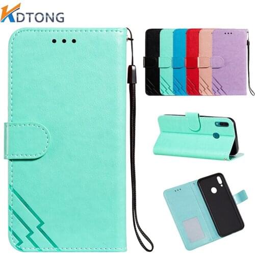 Solid Color Embossed Leather Case For Huawei Y5 Y5P Y6 Y6P Y7 Y7P Pro Y9 Prime Cute With Card Pocket Phone Cases Cover