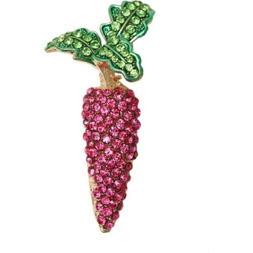 OneckOha Rhinestone Carrot Brooch Pin Zinc Alloy Vegetable Pin Garment Accessories