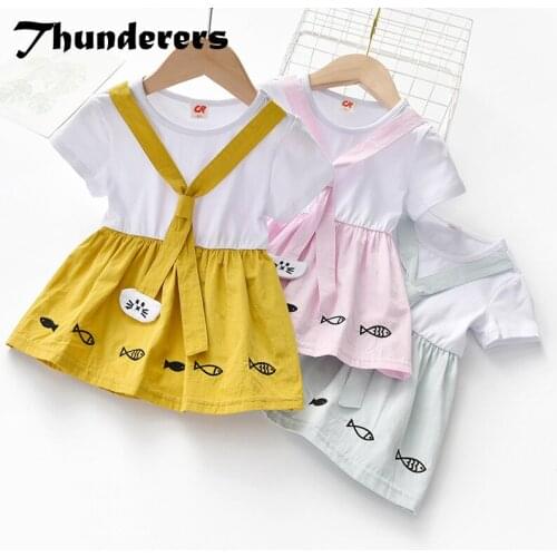 Summer New Fashion Kids Princess Dress For Girl Cartoon Printed Girl Party Dresses Toddler Baby Shirt Dresses Clothes 24M-6Y
