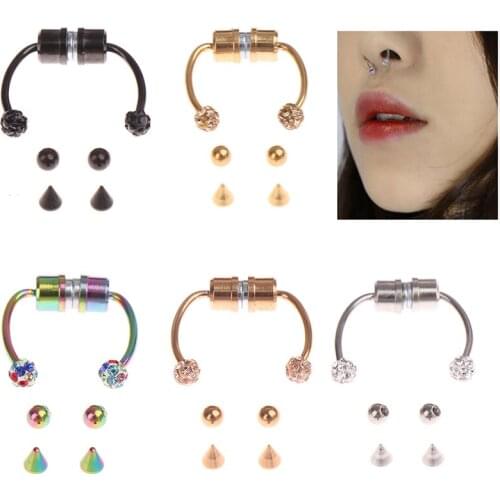 Fake Nose Ring Magnetic Horseshoe Non Piercing Hoop Jewelry Nose Studs Reusable