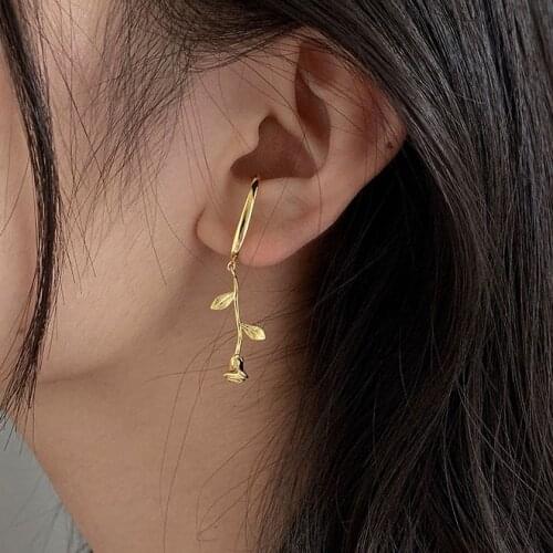 Romantic Rose Flower Non Piercing Clip Earrings For Women Vintage Design Sweet Metal Gold Silver Color Ear Clips Jewelry
