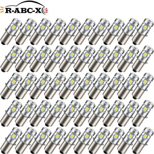 RUIANDSION 100Pcs 500Lm P13.5S PR2 E10 Screw Thread 2835SMD 4LED 3V 4.5V 6V 6000K 4300K Flashlight Bulb Bike Moped Engine Light