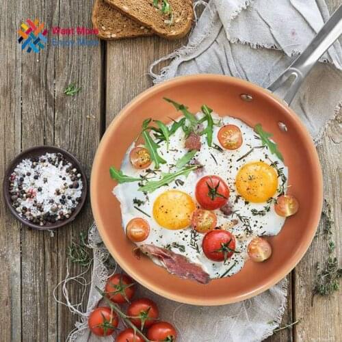 You shone 10/11 Inches Non-stick Copper Aluminum Frying Pan with Ceramic Coating and gas cooking, panelas safe pot