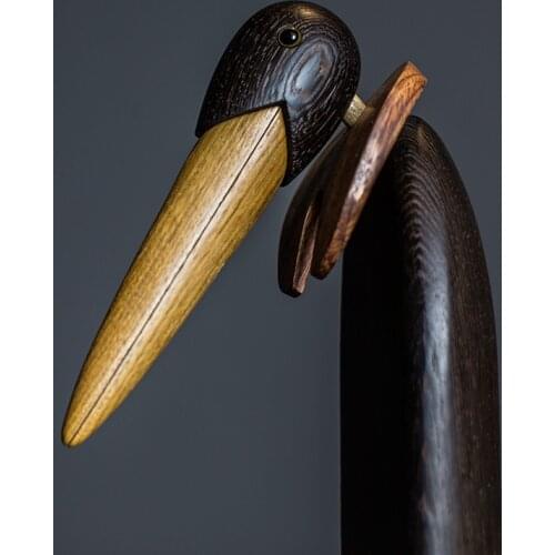 Nordic Modern 100% Handmade Ornaments Log Carving Classic Jewelry Ornaments Solid Puppet Black Big Penguin