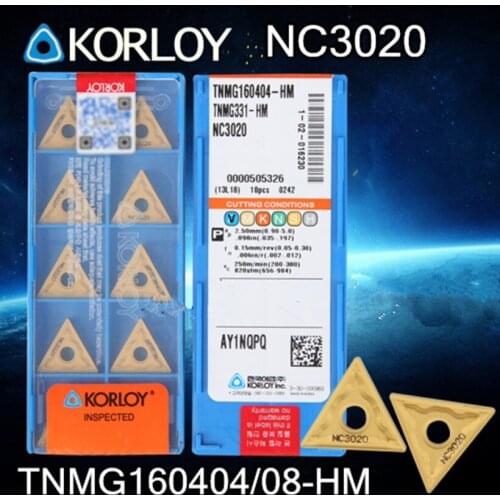 TNMG160404-HM NC3020 TNMG160408-HM NC3020 10pcs/set KORLOY carbide insert Processing: alloy steel, etc