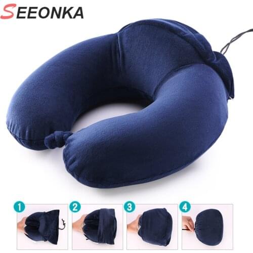 U-Shaped Travel Pillow Neck pillow Comfortable Memory Foam Adjustable Airplane Car Flight Pillow 360-Degree Head Support