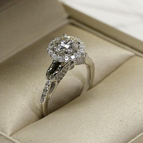 UMQ 925 Silver Genuine D Color Moissanite Ring Excellent Cut 1 ct Pass Diamond Test Moissanite Engagement Ring for Women