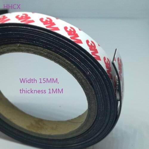 1 Meter Rubber Magnet 15*1 mm 3M self Adhesive Flexible Magnetic Strip Rubber Magnet Tape width 15mm thickness 1mm 15mm x 1mm