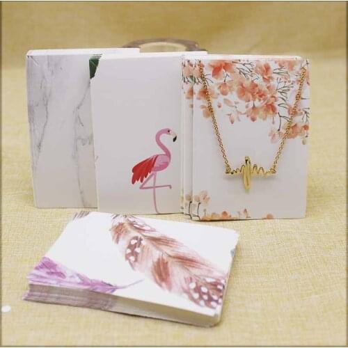 100Pcs100bag 7.3*10cm flower style jewelry necklace package card marbling animals design paper pendant package card