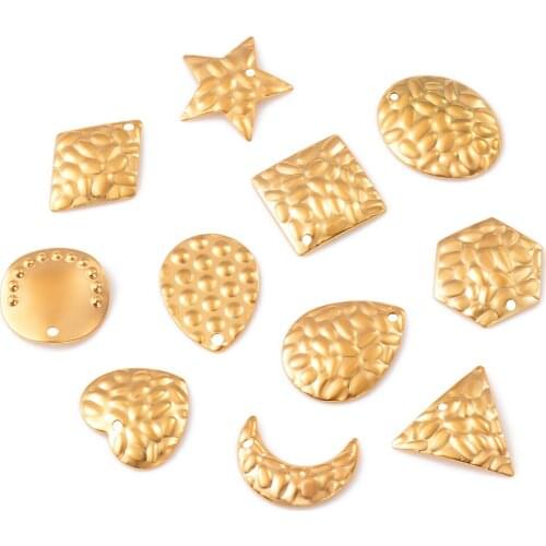 20Pcs/lot Gold Stainless Steel Irregular Bump Earrings Embossing Findings Charms Pendants DIY Jewelry Making Handmade Accessorie