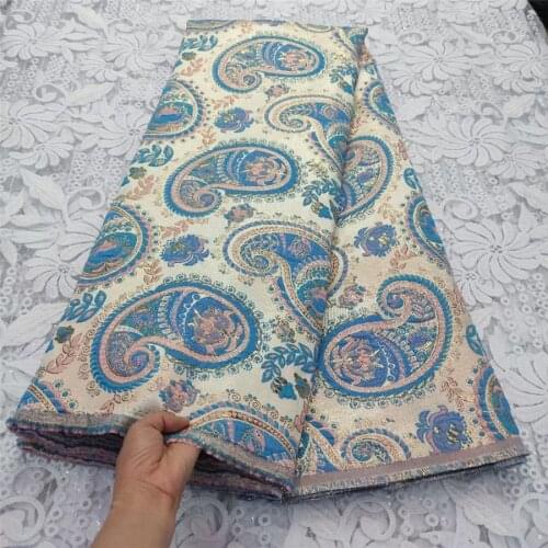 Latest 5 Yards African Jacquard Lace Cloth Brocade Fabrics Party Tissu High Quality Nigerian Material For Sewing Dress DJB12