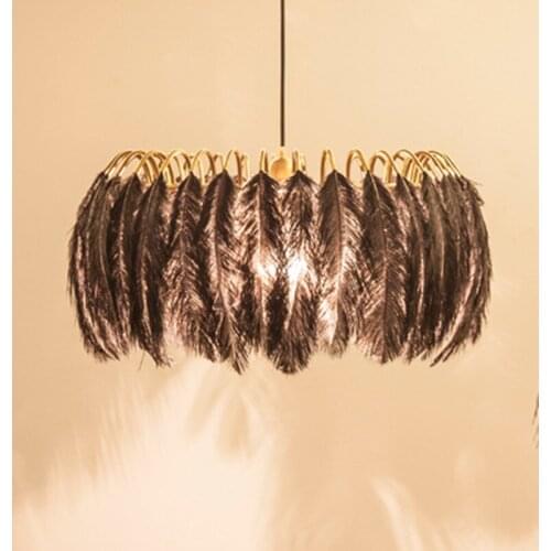 American Pastoral white feather chandelier living room Princess bedroom Nordic modern crystal crystal bird Chandelier