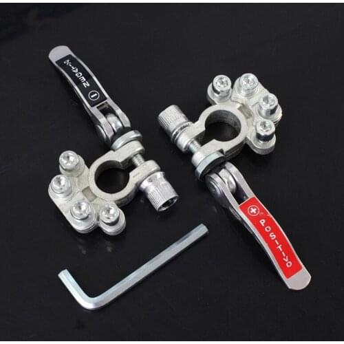 FOXSUR 3pcs Quick release battery clip automobile battery connector porous wiring clip battery quick disconnect switch pile head