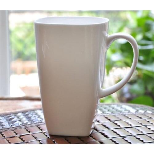 700ML, plain white bone china large tea mugs, square porcelain cup mornin water, tasse a cafe ceramic coffee cup, tumbler cafe