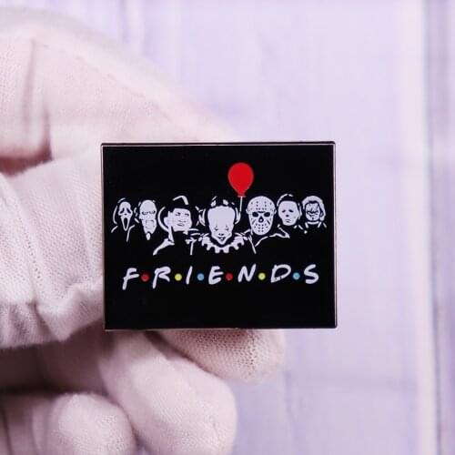 Horror Killers Friends Enamel pin Halloween Scary Movie Characters Brooch Collage Art Badge
