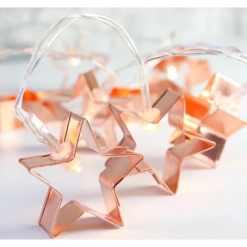 20 Star Cookie Cutter Christmas lights Battery Powered Fairy Lights LED Lights string for Holiday Party Wedding tree Decoration