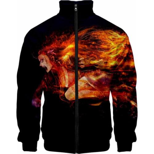 Hot Anime Demon Slayer Kimetsu No Yaiba Tanjiro Kamado Nezuko Cosplay Men Zipper Jackets Sweatshirts Halloween Costumes Women