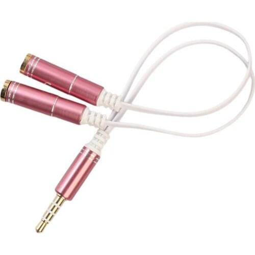 TRRS Headphone Splitter 3.5mm Jack 4-Pole Male to Dual Female Headset Adapter For Cell Phone Outlet Jack to Mic Headset PC