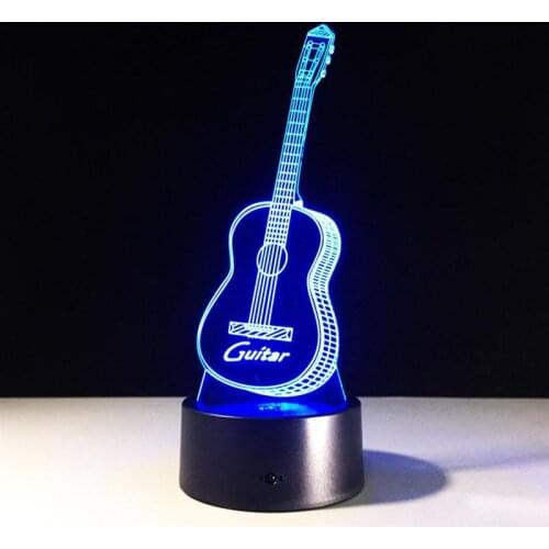 Guitar3d Illusion Lamp LED 7 Color changing USB Touch Sensor Musical Instruments Night Lights Mood Lamp Home Decoration