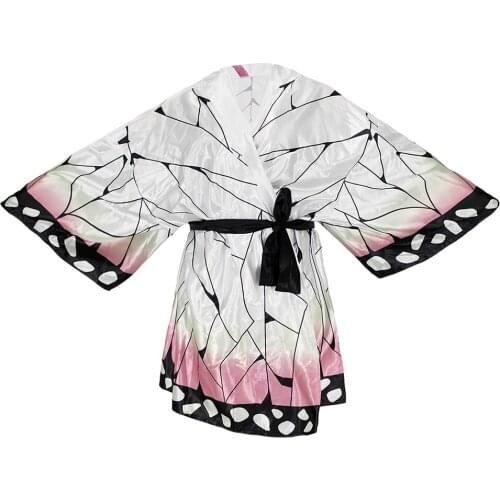 Demon Slayer Bathrobe Cosplay Kochou Shinobu Onesies Pyjama Costume Halloween Pyjamas Sleepwear Night Gown