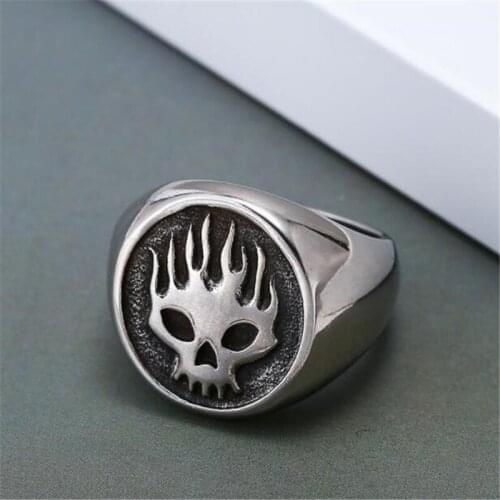 Punk Hip Hop Street Flame Skull Ring for Men Women Exquisite Trend Silver Color Finger Ring Nightclub Party Jewelry Accessories