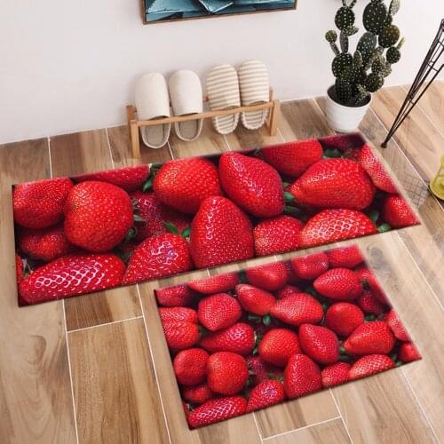 Red Strawberry Crystal Velvet Fruit Area Rug And Carpet For Baby Home Living Room WC Toilet Bedroom kitchen Door Floor Bath Mats