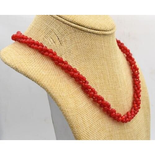 Beautiful 3 shares 4mm Brazil Red rubyers beads faceted gem necklace 18' wholesale Fine real Natural Gems stone High-quality