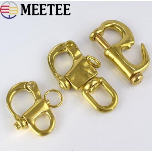 Meetee Pure Copper Shackle Swivel-Snap Hook Keychain Ring Release Boat Chain Buckle Durable Fixed Super Load Weight AP667