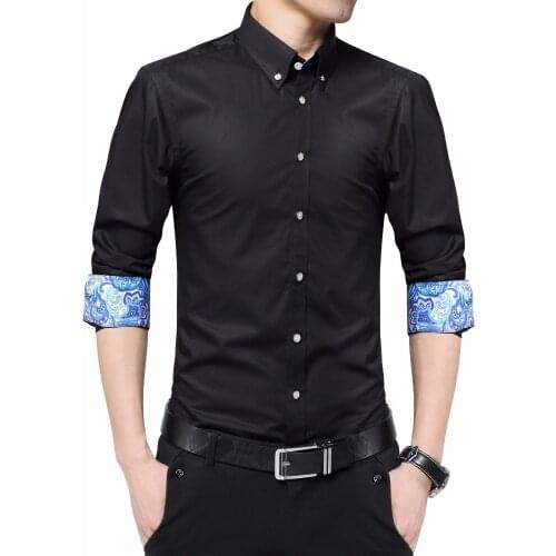 Plus Size 5XL Mens Shirts Fashion 2020 Print Collar Cuff Long Sleeve Shirt Men Brand Turn Down Collar Camisa Social Male