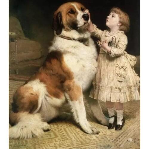 Girl Dressing up Puppy Needlework,Cross stitch kits Stylish for Embroidery,14CT White canvas DIY Handmade Decorative paintings