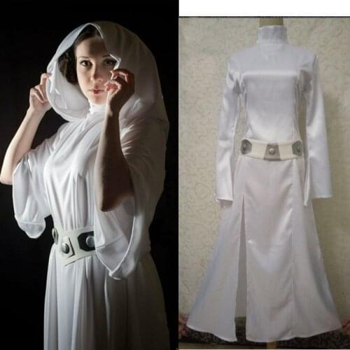 2021 Newest Star Star Costume Princess Leia Cosplay Costume Made girls clothes female Summer fall Dress with belt women Uniform